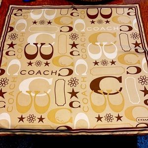 Coach Tan and Brown Logo Scarf